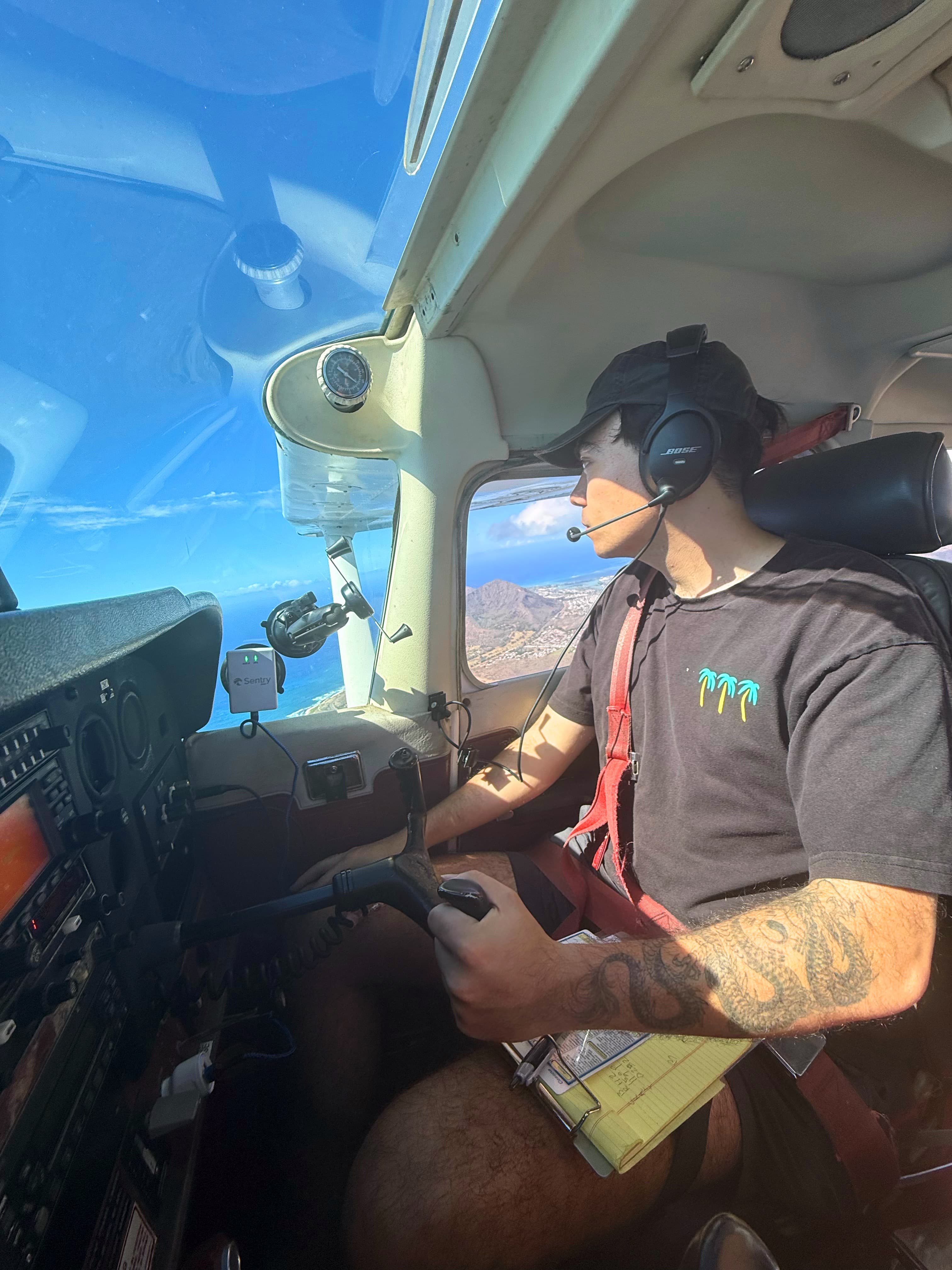 Nathan in the cockpit